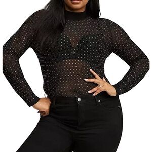TORRID‎ Rhinestone Mesh Mock Neck Sheer Top NWT Size 3X